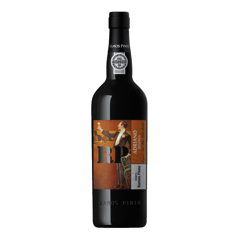An alcoholic drink bottle called Porto Ramos Pinto Adriano Reserva