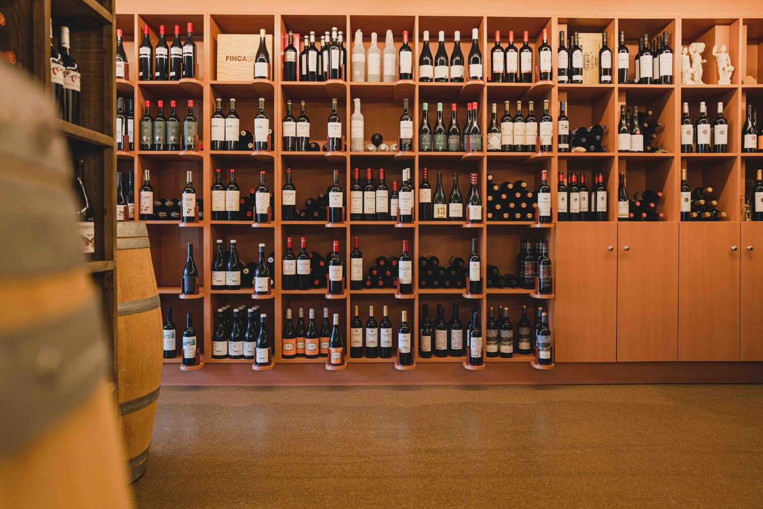 An image showing Elvino's wine shelf at their store in Brugge