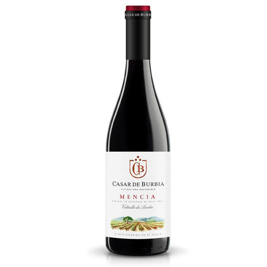 A red wine bottle called Casar de Burbia Mencia from the Bierzo region