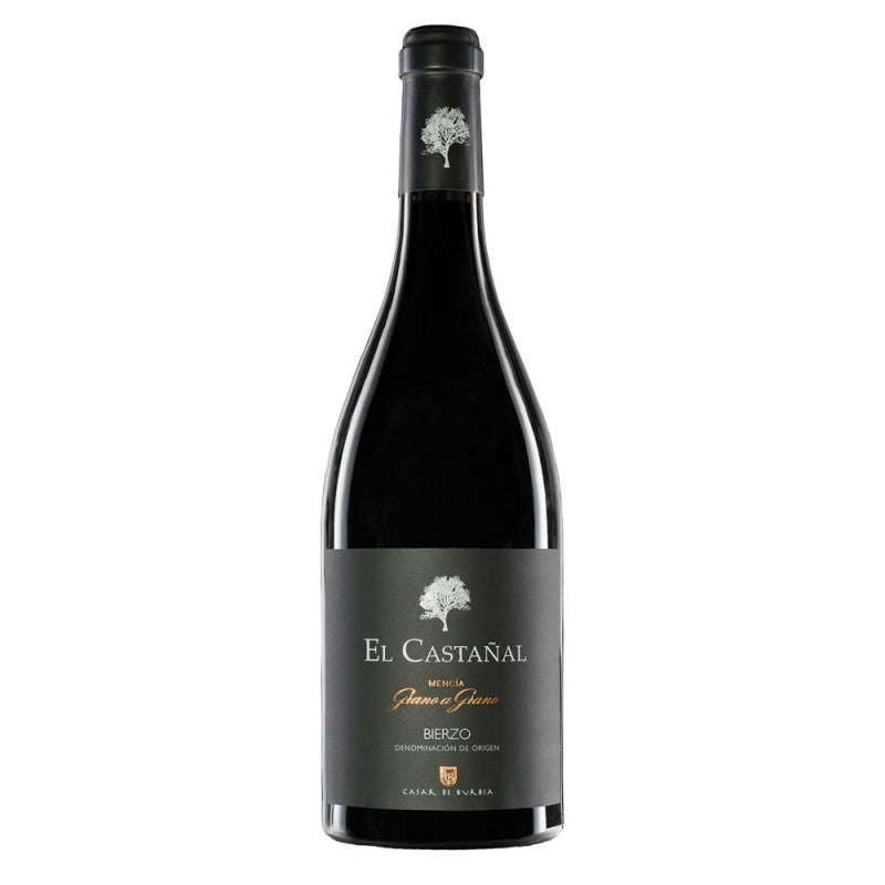 A red wine bottle called El Castañal from the Bierzo region in Spain