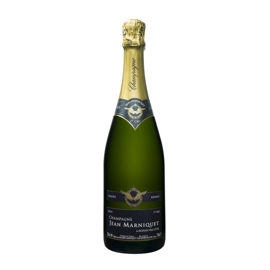 A Champagne bottle called Champagne Jean Marniquet 1er cru grande réserve from the Champagne region
