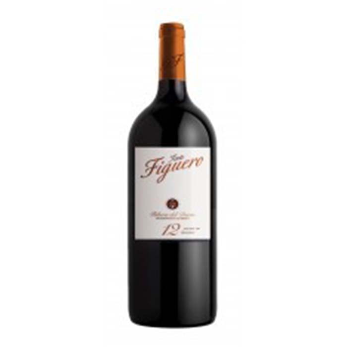 A 12L red wine bottle called Figuero 12 Crianza from the Ribera del Duero region