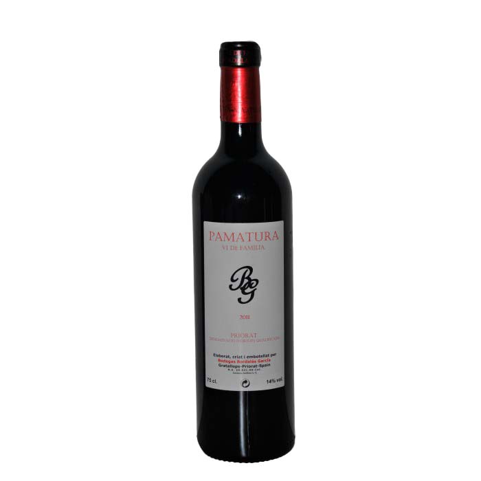 A red wine bottle called Pamatura which originates from the Priorat region