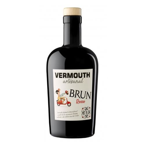 A wine bottle called Vermouth Brun artesanal which originates from Emporda