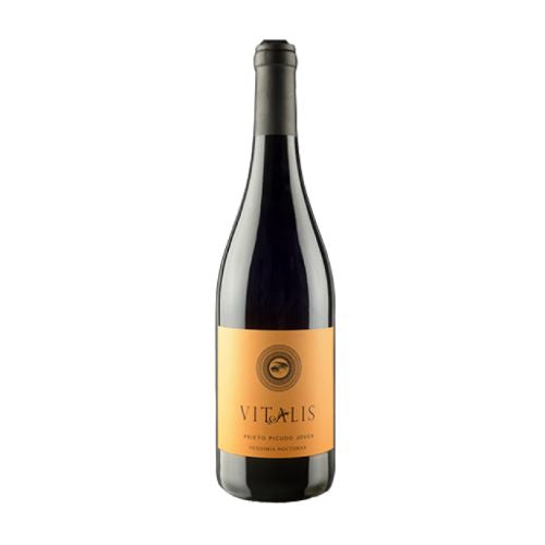 A red wine bottle called Vitalis Joven which originates from Tierra de Leon in Spain