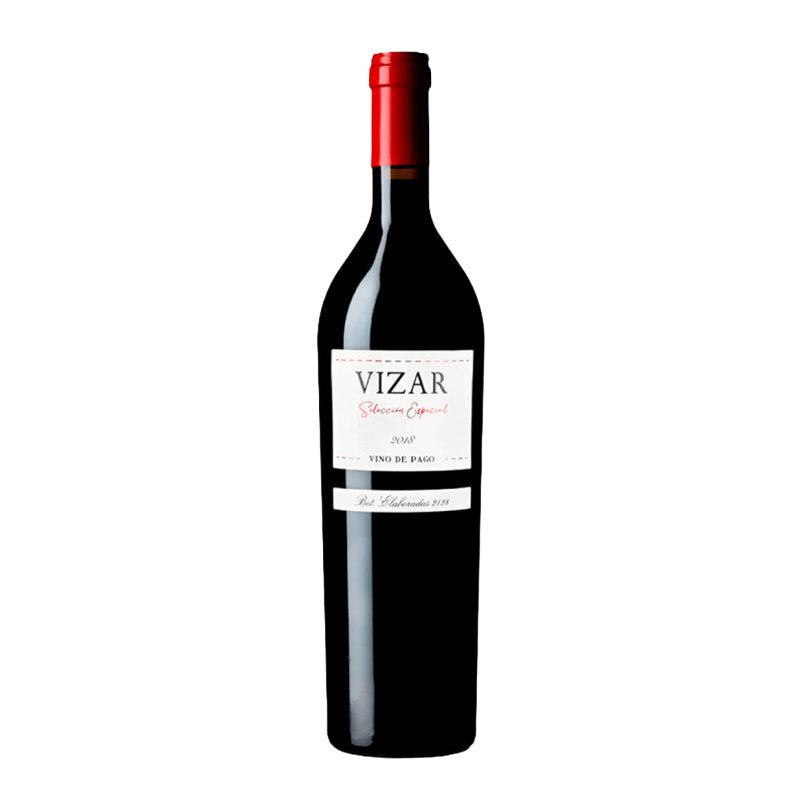A red wine bottle called Vizar Seleccion Especial which originates from Castilla y Leon in Spain